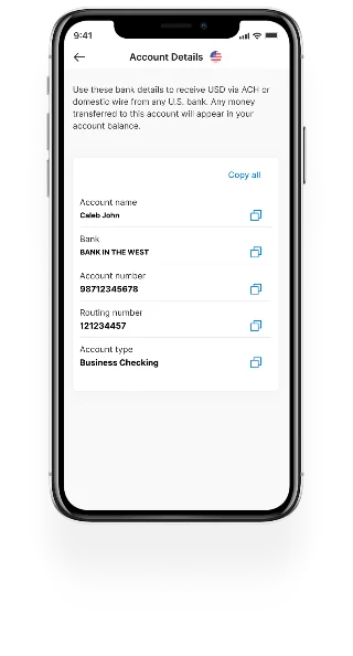 A customer receiving payments globally