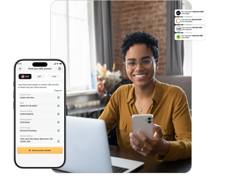 A customer receiving payments globally